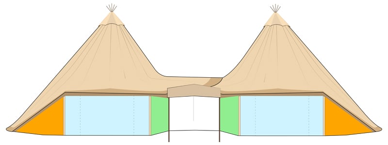 2 Big Hat Tipis with 2 Windows