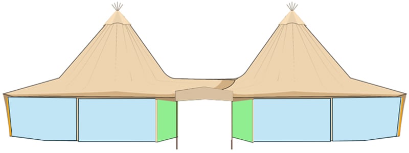 2 Big Hat Tipis with 4 Windows